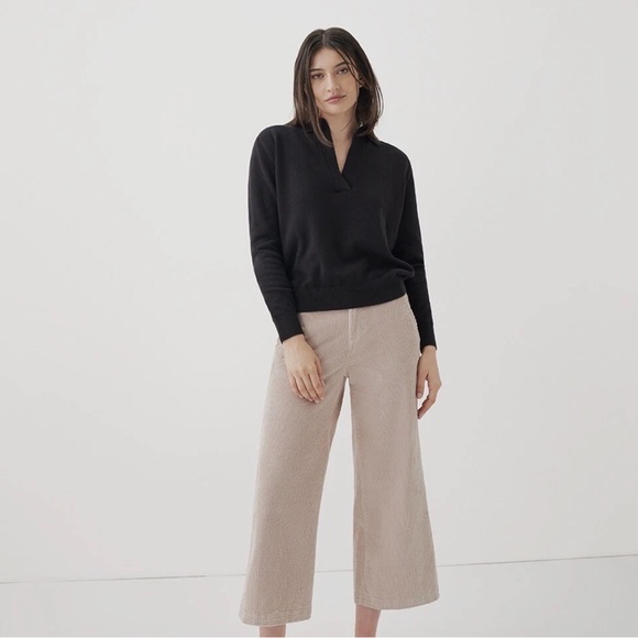 PACT WOMEN’S CLASSIC FINE KNIT POLO SWEATER ORGANIC COTTON DARK ACADEMIA PREP - Picture 3 of 13